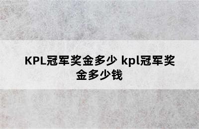 KPL冠军奖金多少 kpl冠军奖金多少钱